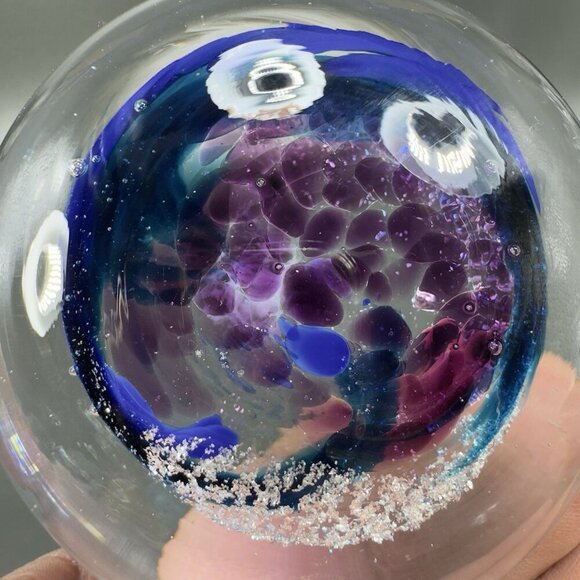 Venetian Italian Art Glass Paperweight Hand Blown With Silver Flecks Multicolor - Picture 8 of 15